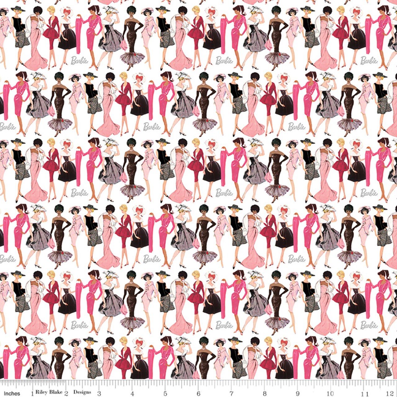 Fashion in White (cd16891-white) | Barbie Vintage | Riley Blake Designs | Riley Blake